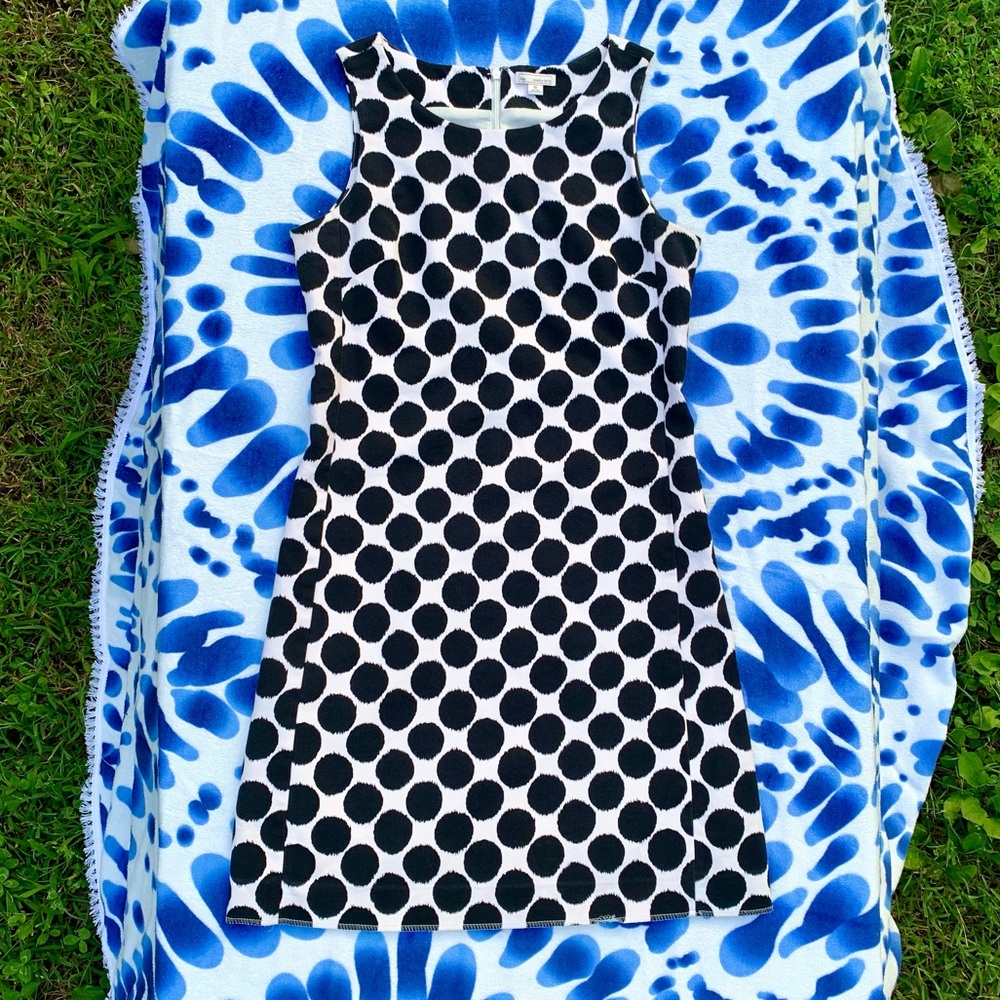 GAP Polka Dot Mod Cotton Stretch Mini Dress Black & White Lined w/ Back Zip 🖤🤍